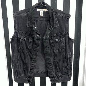 Faded black denim vest
